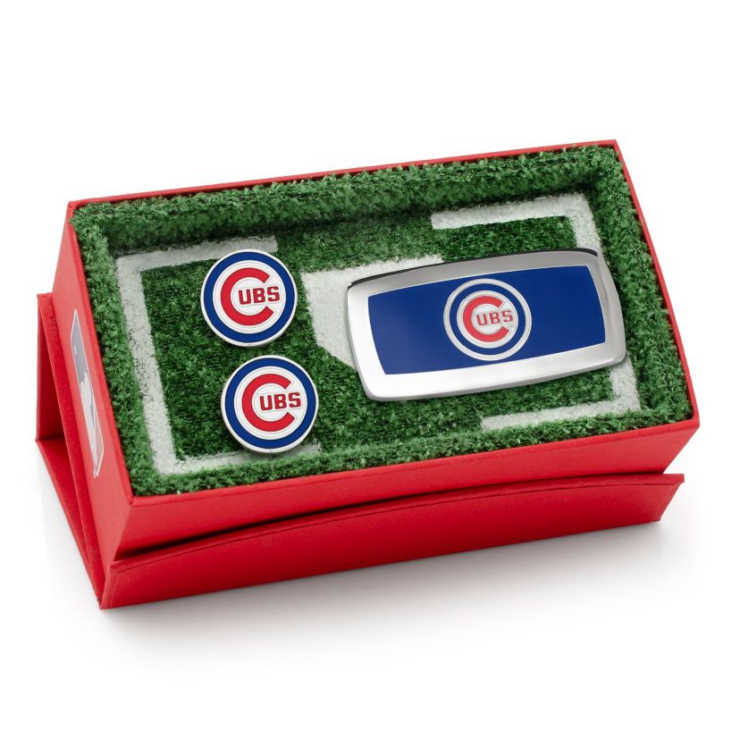 MLB Chicago Cubs Cufflinks and Cushion Money Clip Gift Set