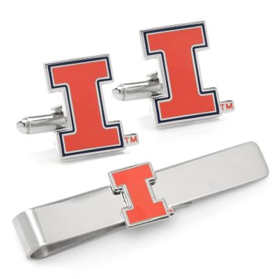 NCAA University of Illinois Cufflinks and Tie Bar Gift Set