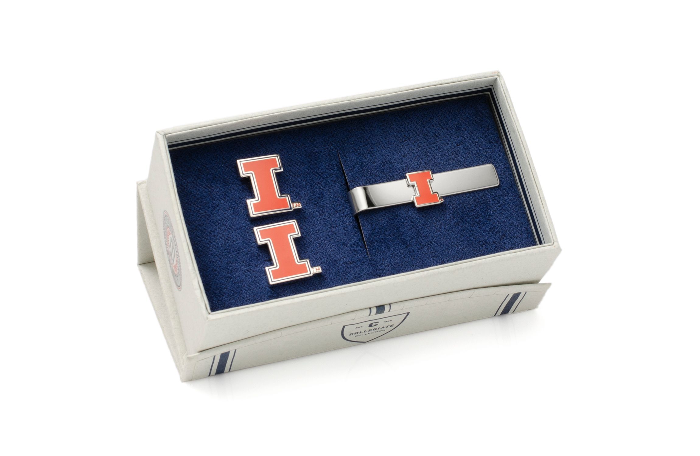 NCAA University of Illinois Cufflinks and Tie Bar Gift Set