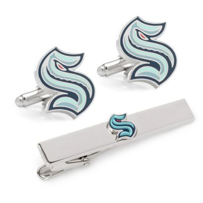 Cufflinks Inc Men’s NHL Seattle Kraken Cufflinks & Tie Clip Gift Set, Turquoise, 57 Long
