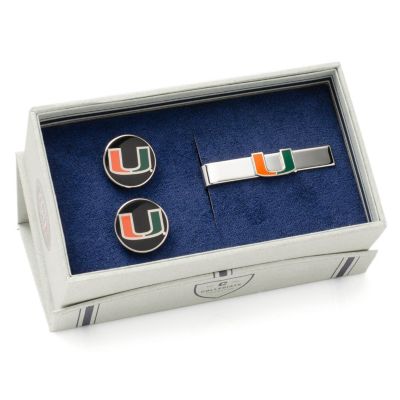 NCAA Miami Hurricanes Cufflinks and Tie Bar Gift Set