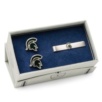 NCAA Michigan State Spartans Cufflinks and Tie Bar Gift Set