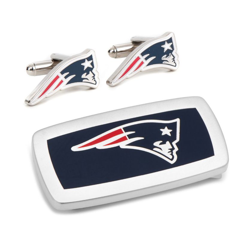 NFL New England Patriots Cufflinks and Cushion Money Clip Set