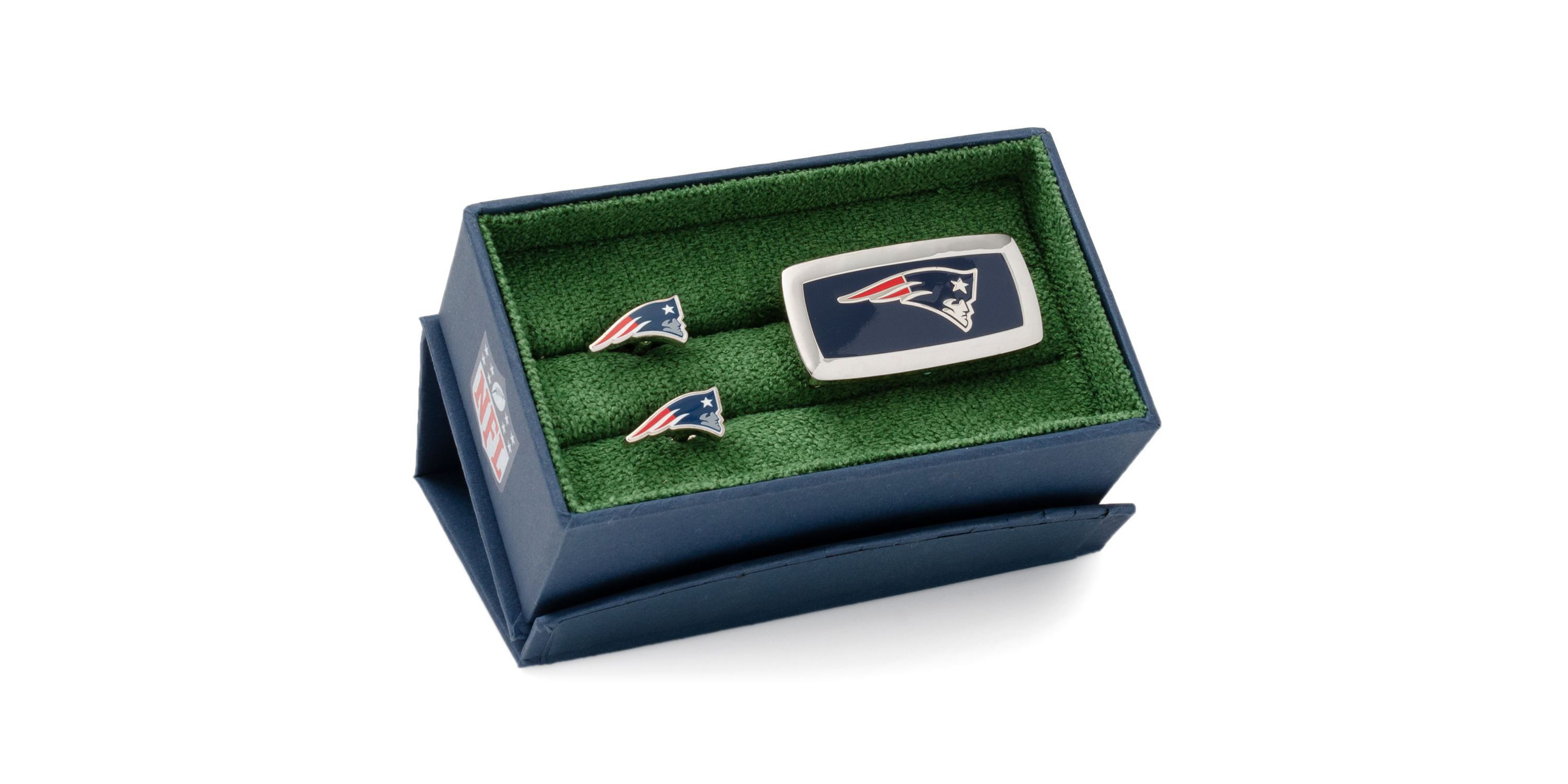 NFL New England Patriots Cufflinks and Cushion Money Clip Set