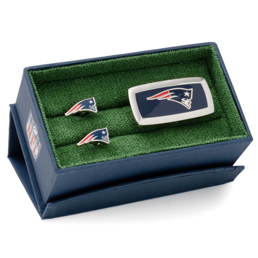 NFL New England Patriots Cufflinks and Cushion Money Clip Set