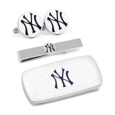 Cufflinks Inc Men's MLB New York Yankees Pinstripe 3-Piece Cushion Gift Set, White, 57 Long