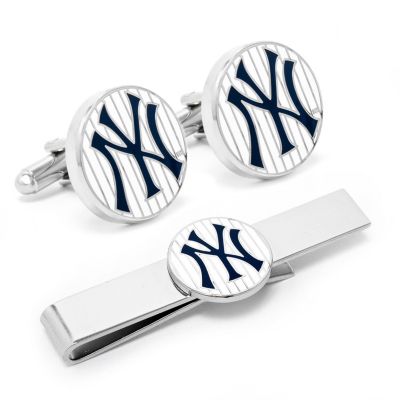 MLB Yankees Pinstripe Cufflink and Tie Bar Gift Set