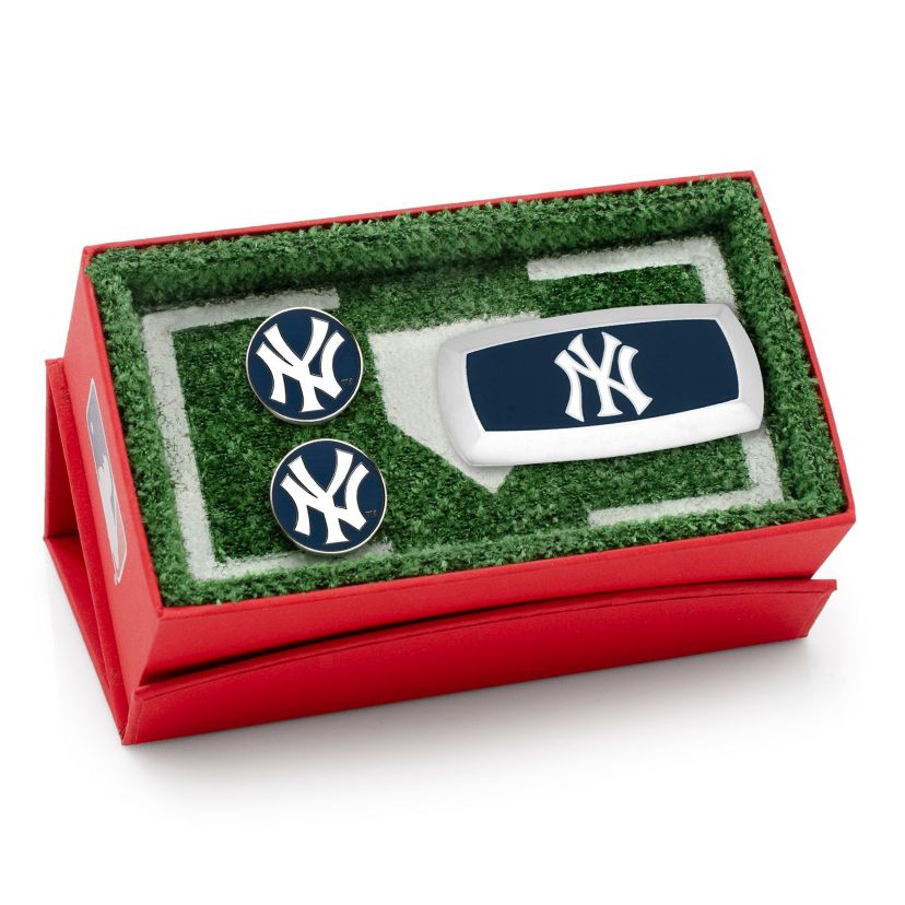 MLB New York Yankees Cufflinks and Cushion Money Clip Gift Set