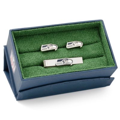 NFL Seattle Seahawks Cufflinks and Tie Bar Gift Set