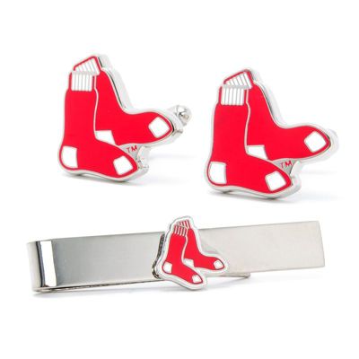 Cufflinks Inc Men's MLB Boston Red Sox Cufflinks and Tie Bar Gift Set, 57 Long