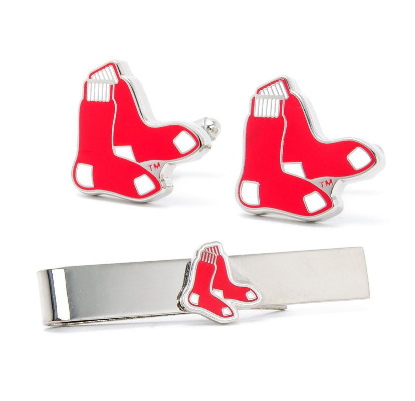 MLB Boston Red Sox Cufflinks and Tie Bar Gift Set
