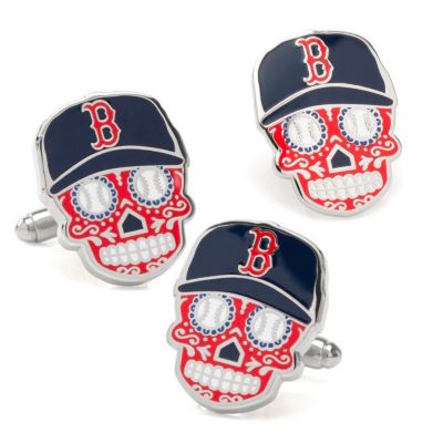 Cufflinks Inc Men's MLB Boston Red Sox Sugar Skull Cufflinks & Lapel Pin Gift Set, 57 Long