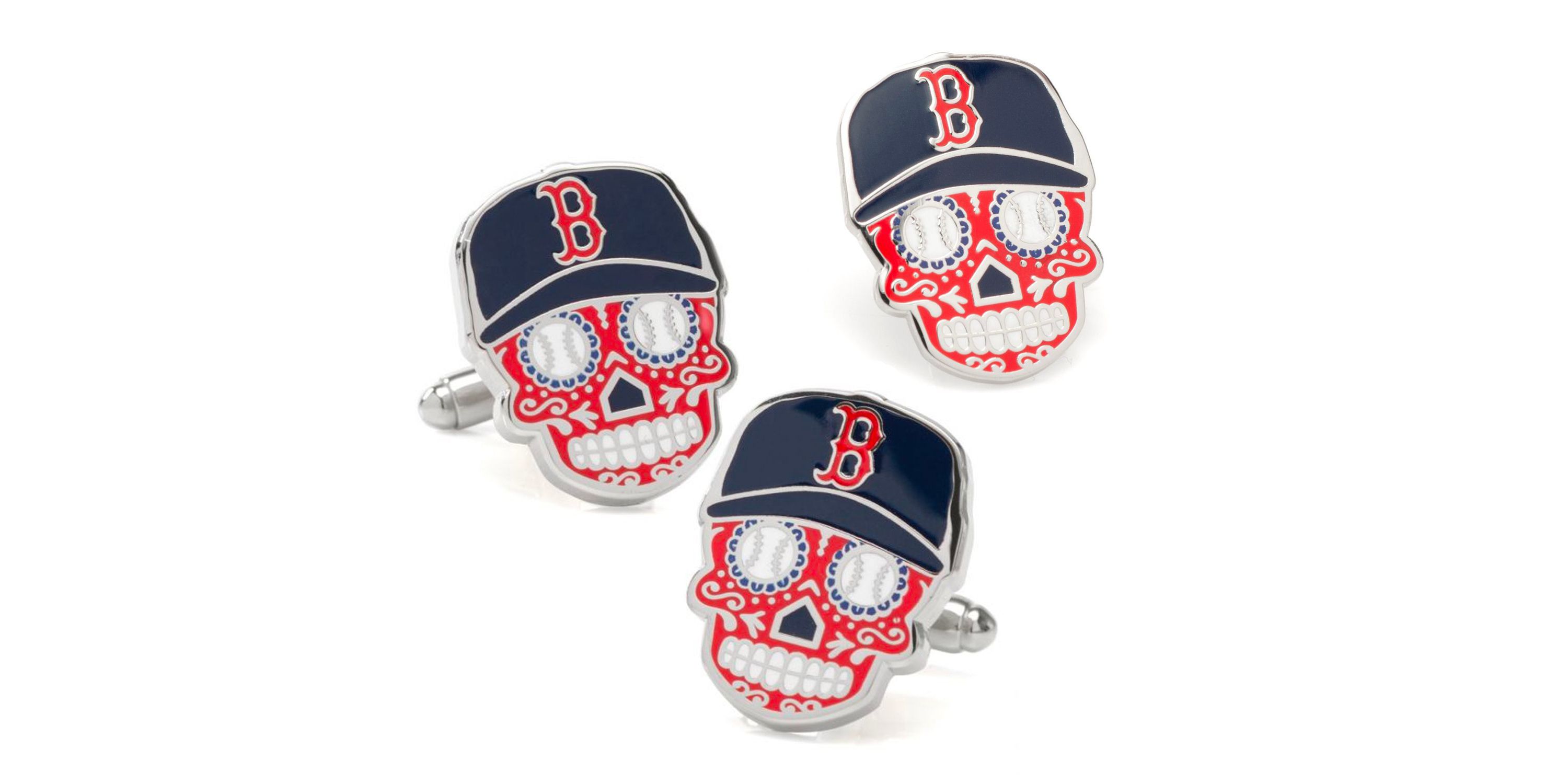 MLB Boston Red Sox Sugar Skull Cufflinks & Lapel Pin Gift Set