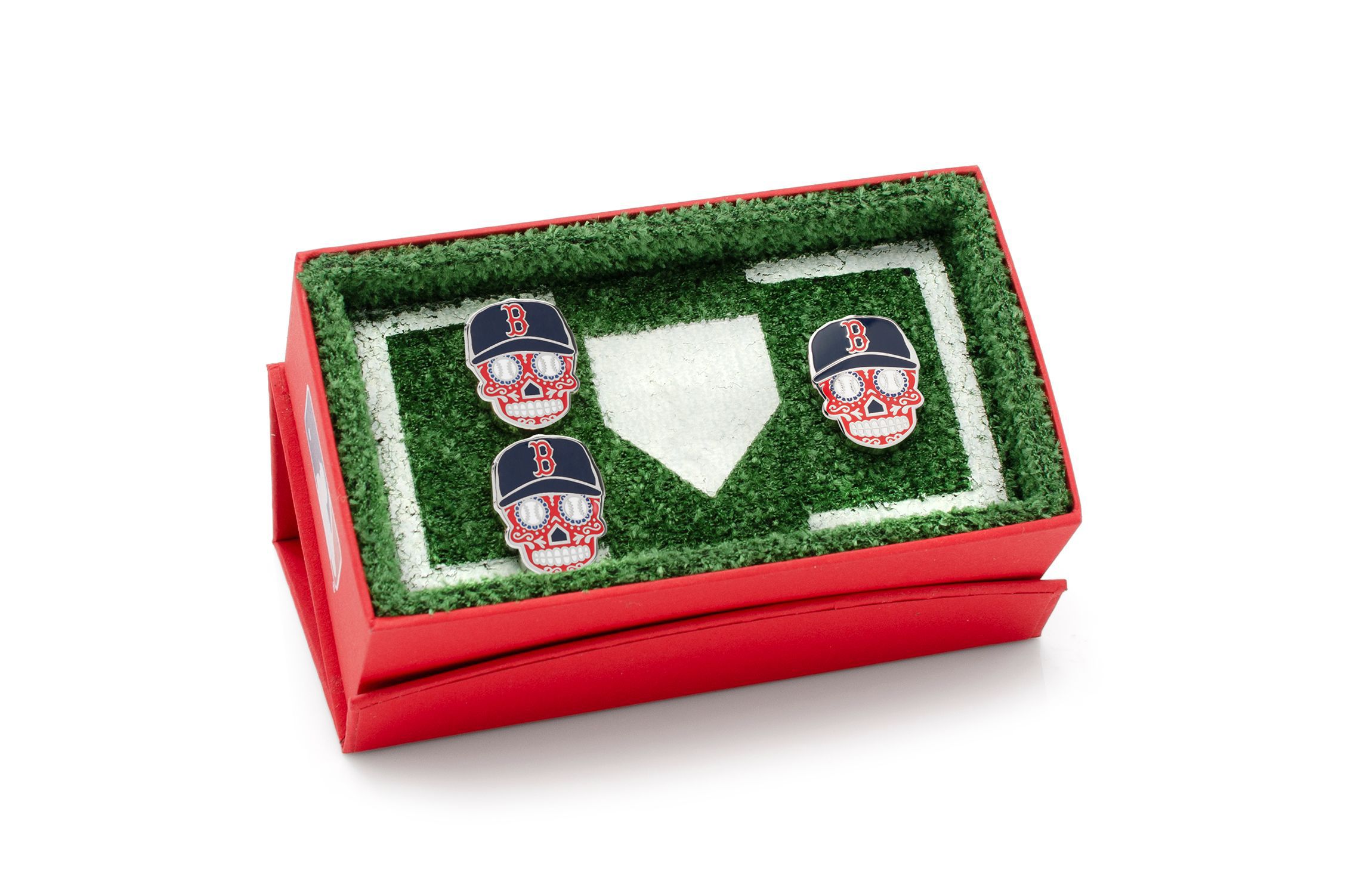 MLB Boston Red Sox Sugar Skull Cufflinks & Lapel Pin Gift Set