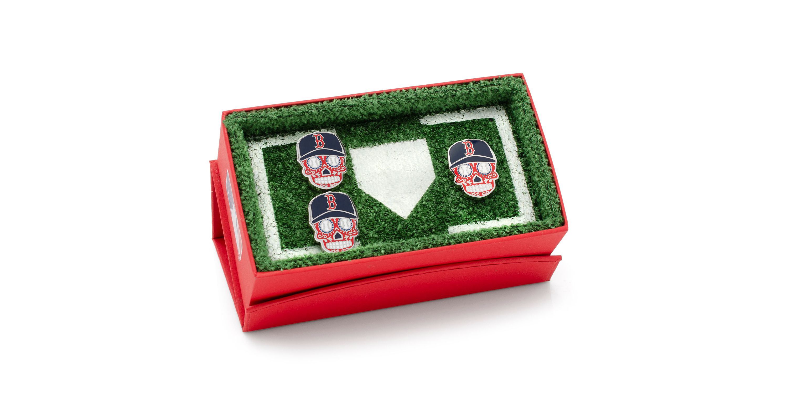 MLB Boston Red Sox Sugar Skull Cufflinks & Lapel Pin Gift Set