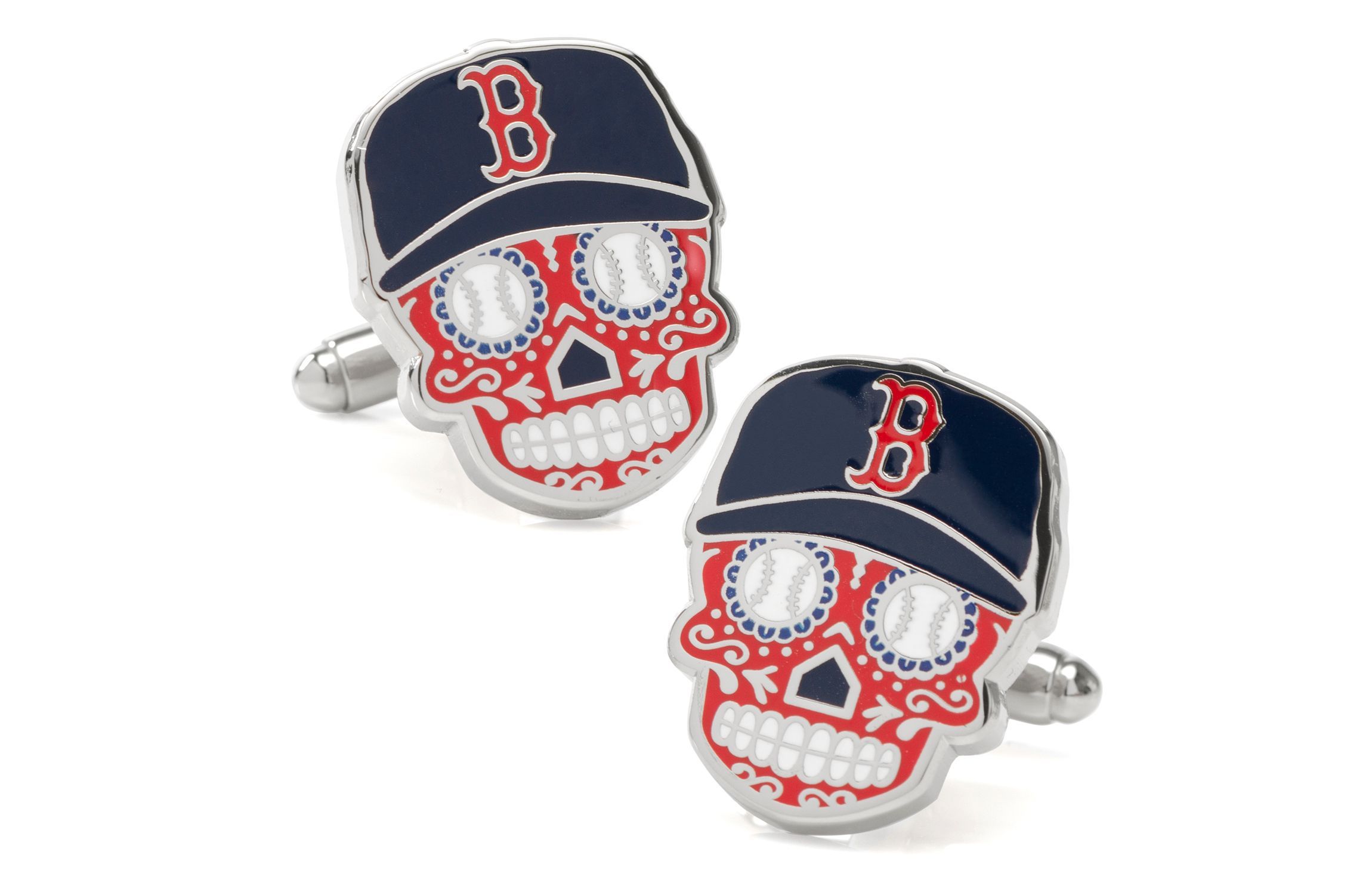 MLB Boston Red Sox Sugar Skull Cufflinks & Lapel Pin Gift Set