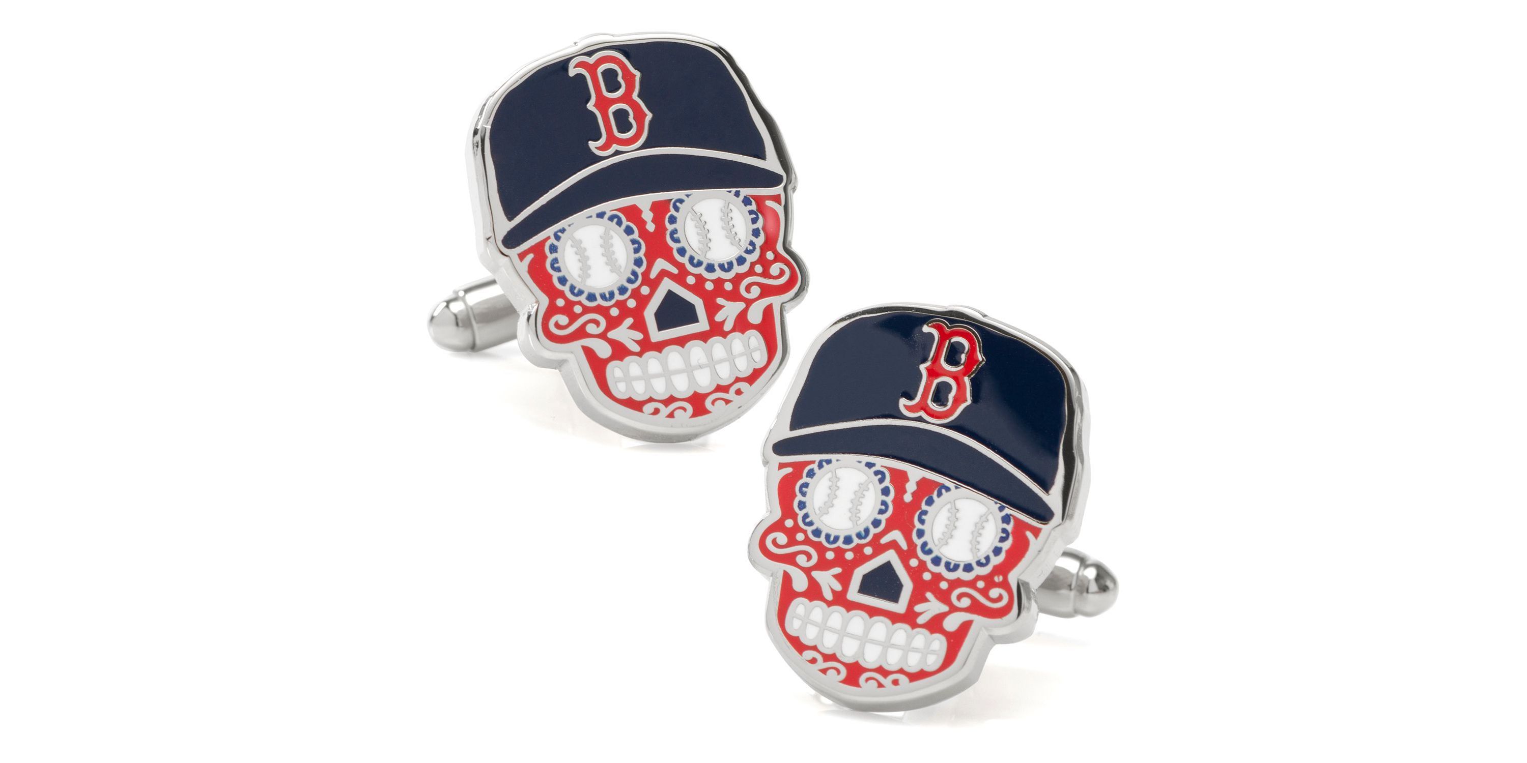 MLB Boston Red Sox Sugar Skull Cufflinks & Lapel Pin Gift Set