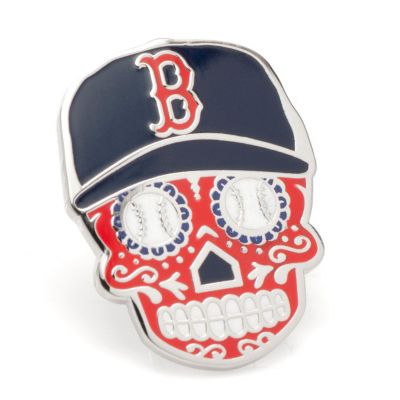 Cufflinks Inc Men's Boston Red Sox Sugar Skull Lapel Pin, 57 Long