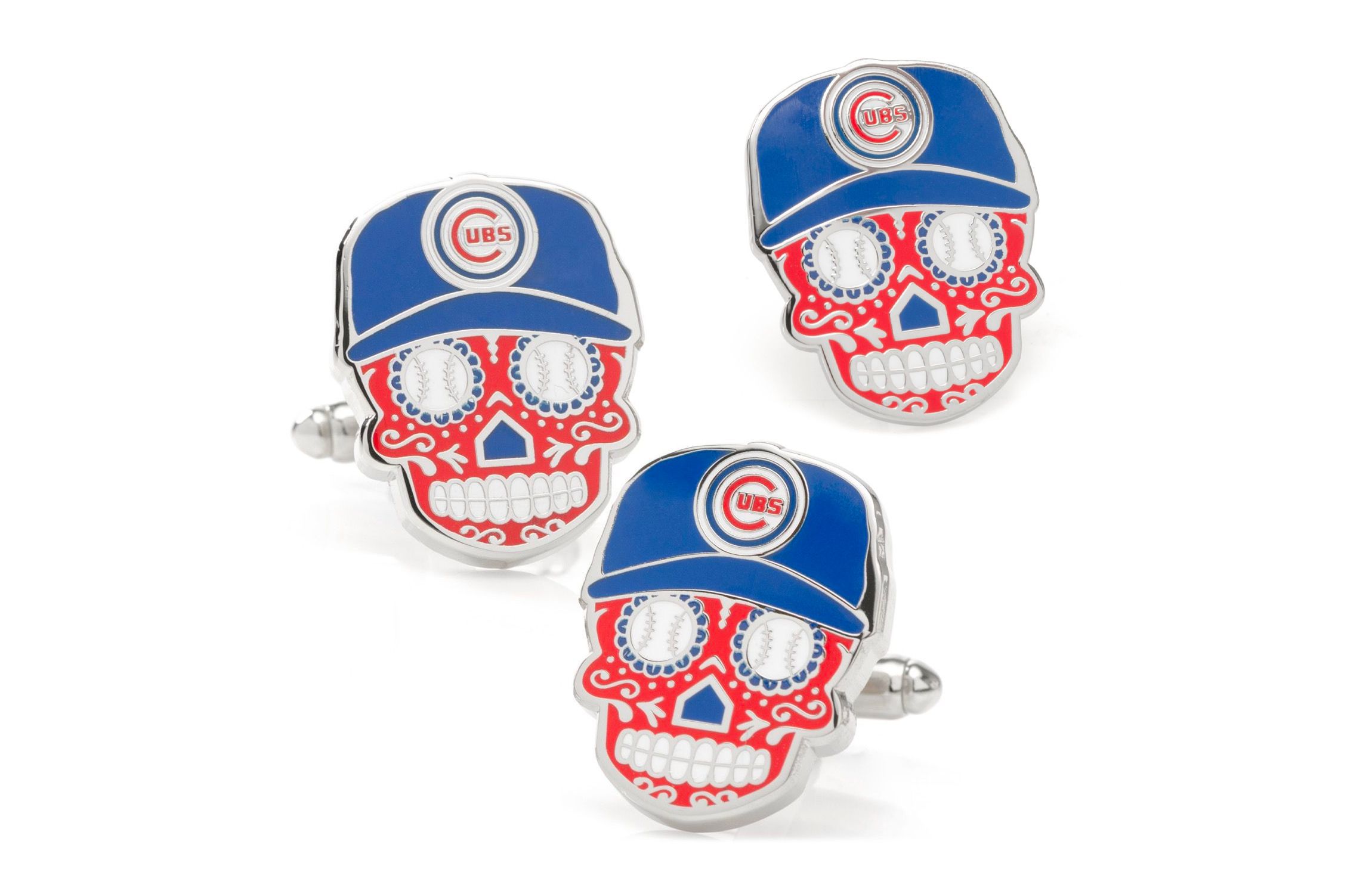 MLB Chicago Cubs Sugar Skull Cufflinks & Lapel Pin Gift Set