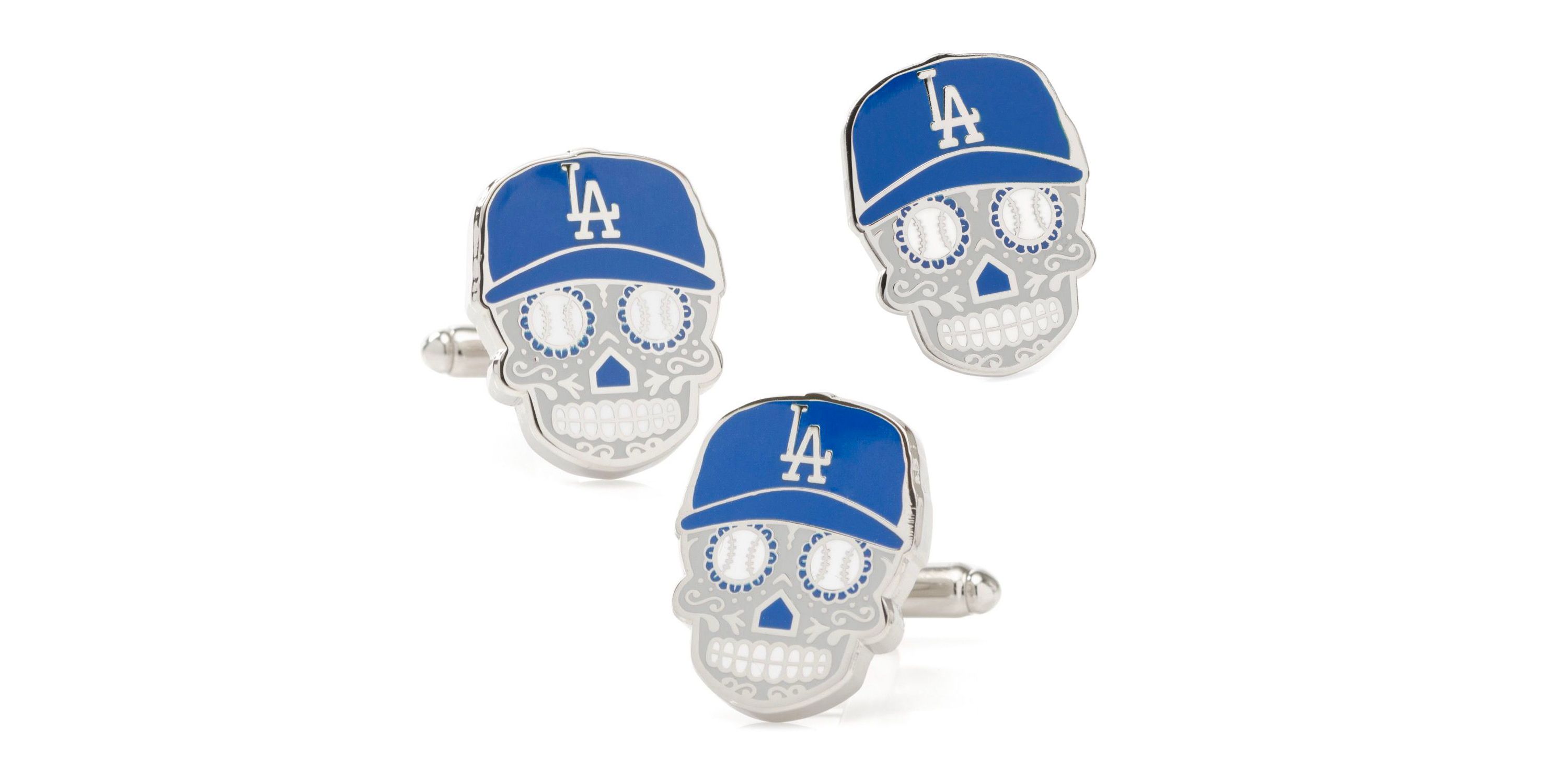 MLB LA Dodgers Sugar Skull Cufflinks & Lapel Pin Gift Set