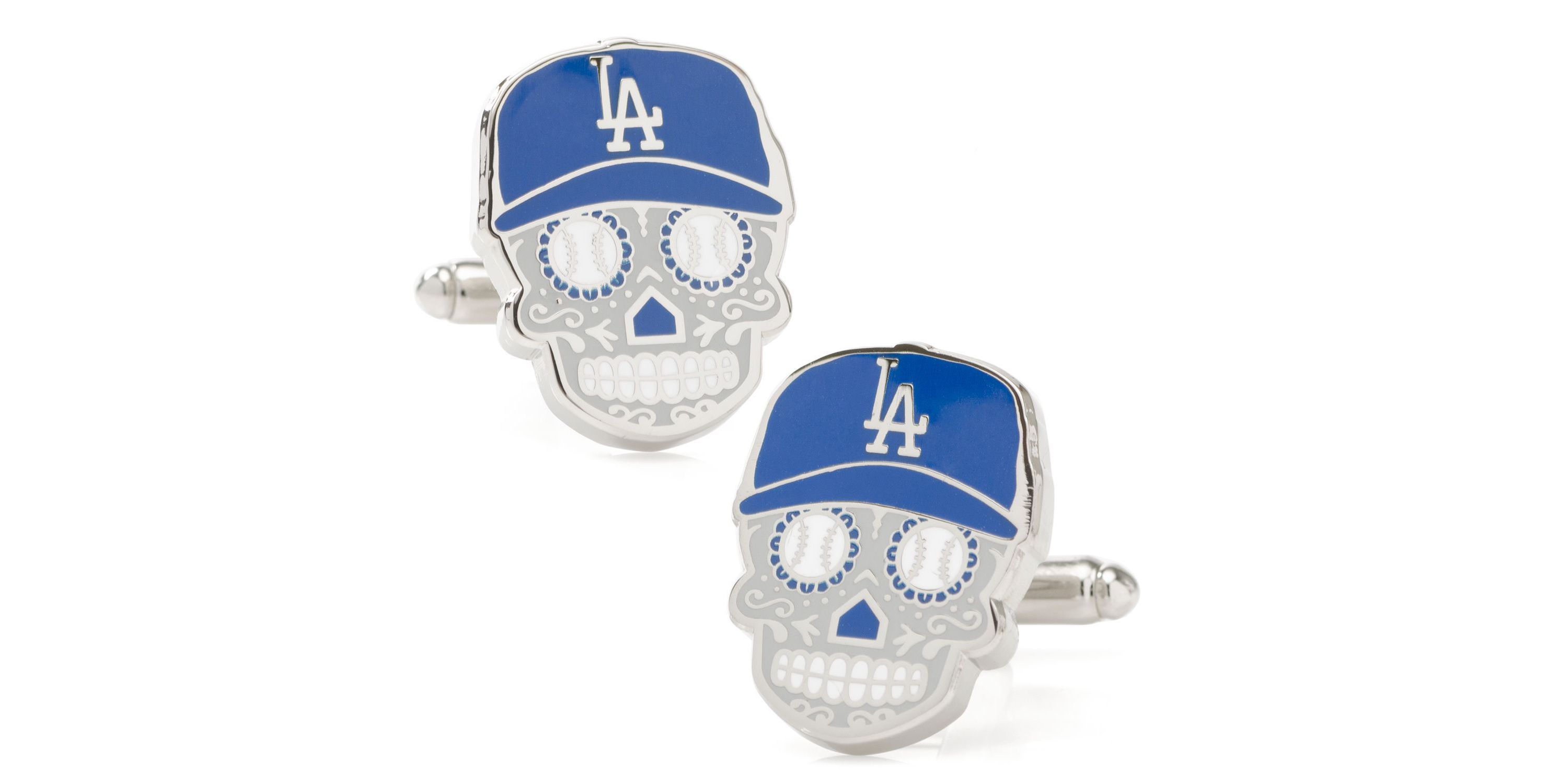 MLB LA Dodgers Sugar Skull Cufflinks & Lapel Pin Gift Set