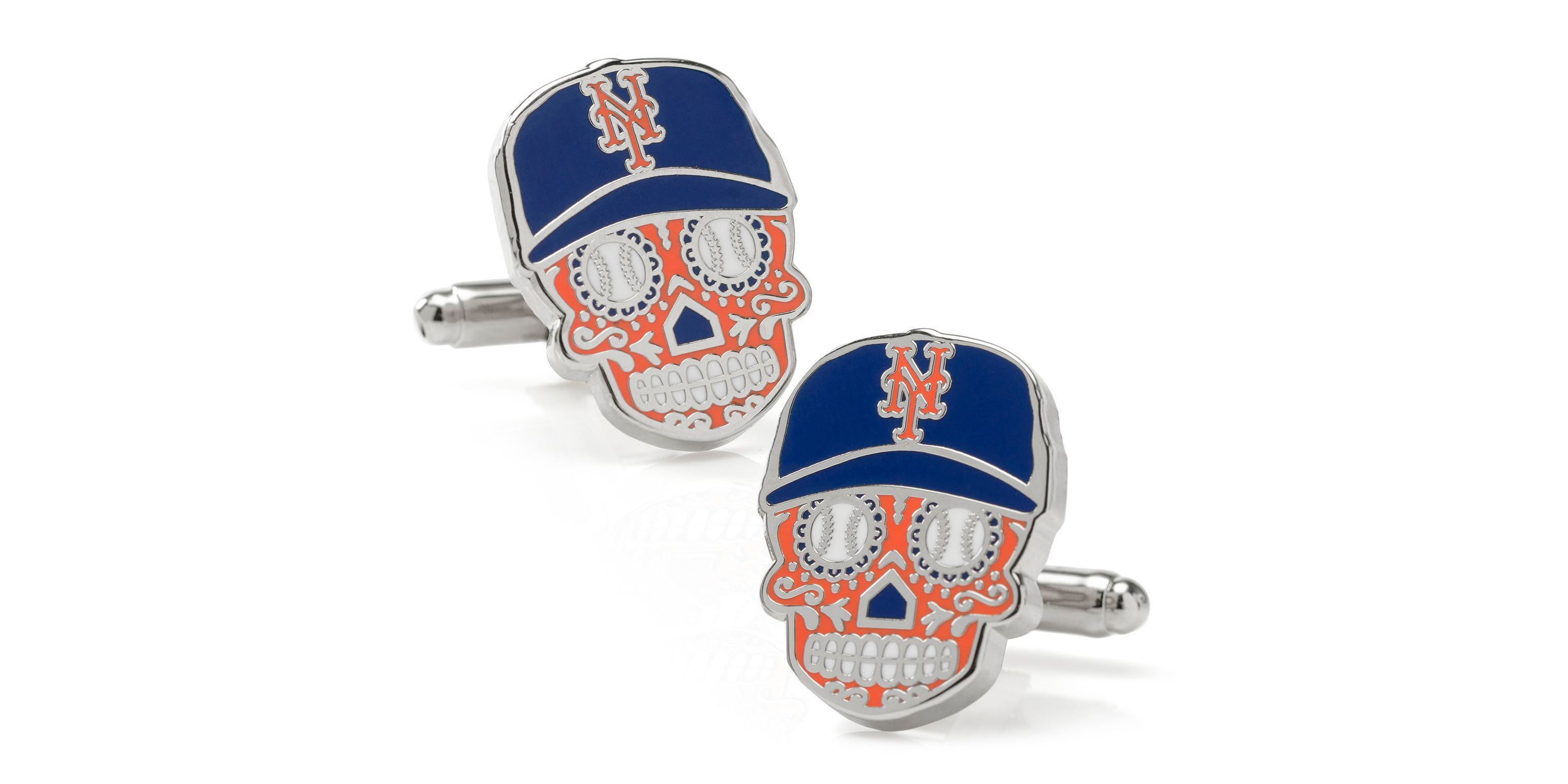 MLB New York Mets Sugar Skull Cufflinks & Lapel Pin Gift Set