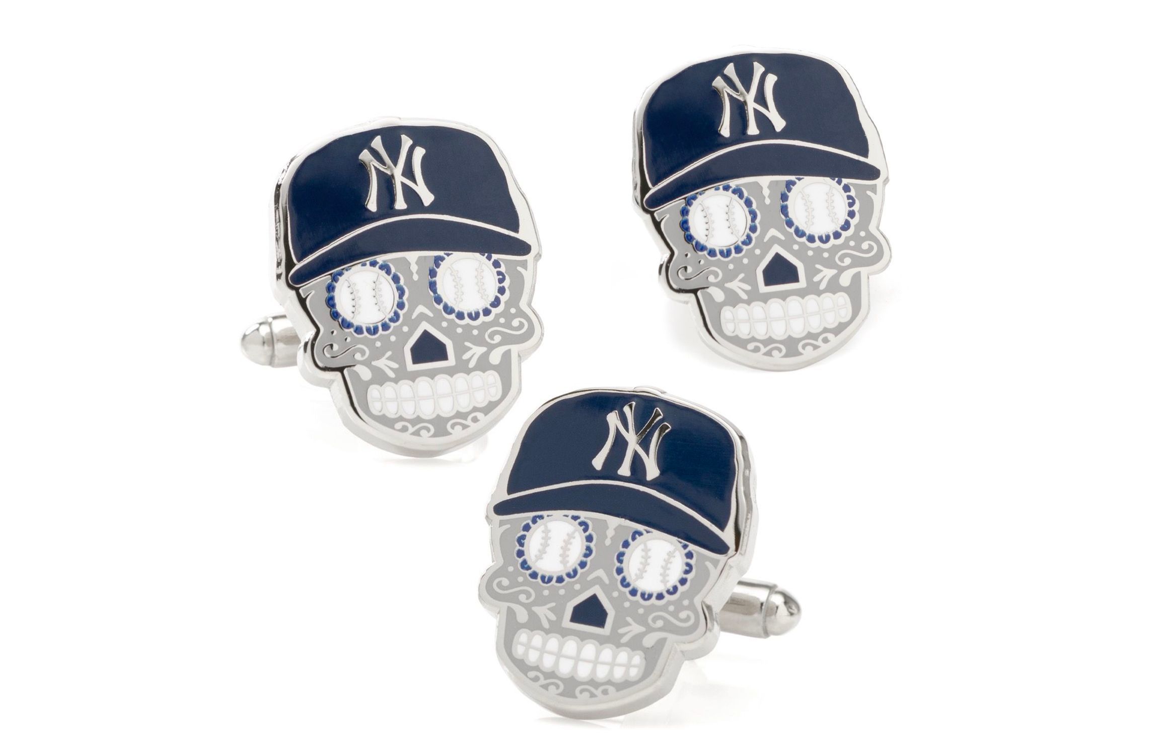 MLB New York Yankees Sugar Skull Cufflinks & Lapel Pin Gift Set