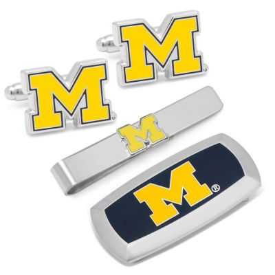 Cufflinks Inc Men's NCAA University of Michigan Wolverines 3-Piece Cushion Gift Set, Blue, 57 Long