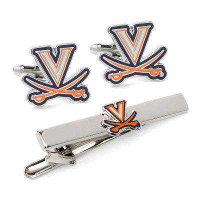 Cufflinks Inc Men’s NCAA Virginia Cavaliers Cufflinks & Tie Clip Gift Set, Navy Blue, 57 Long