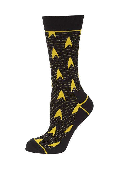 Star Trek Mens Yellow Delta Shield Black Socks
