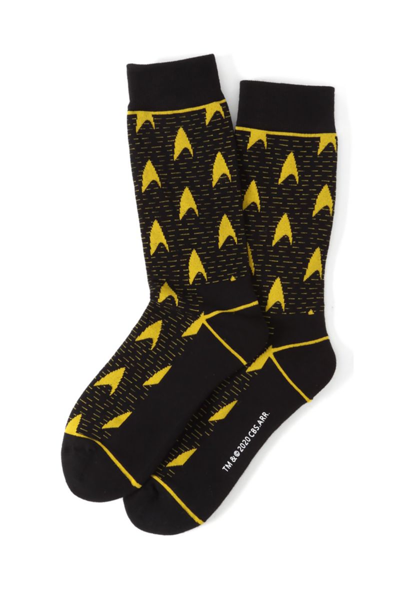 Star Trek Yellow Delta Shield Black Mens Socks