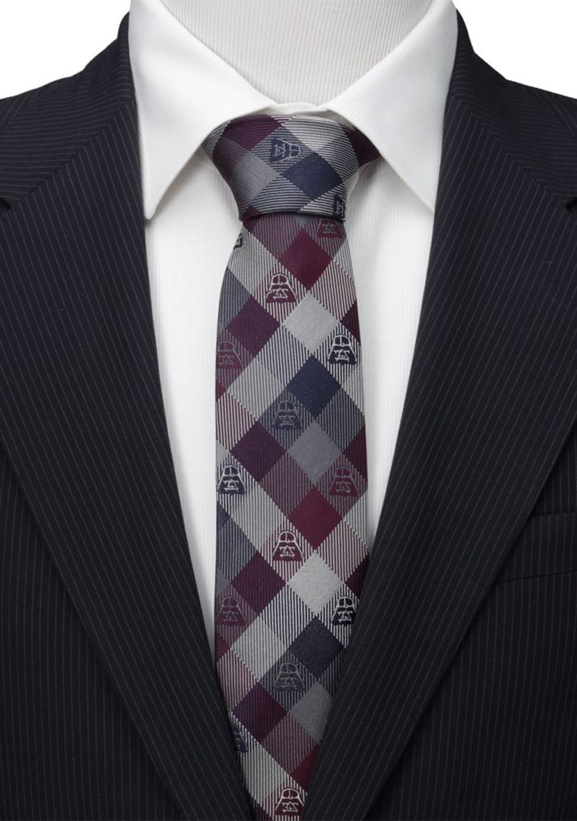 Darth Vader Plum Modern Plaid Tie