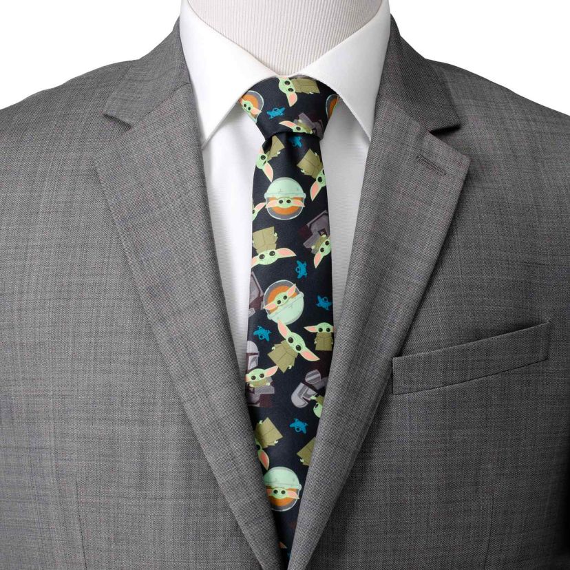 Mando Grogu Navy Mens Tie