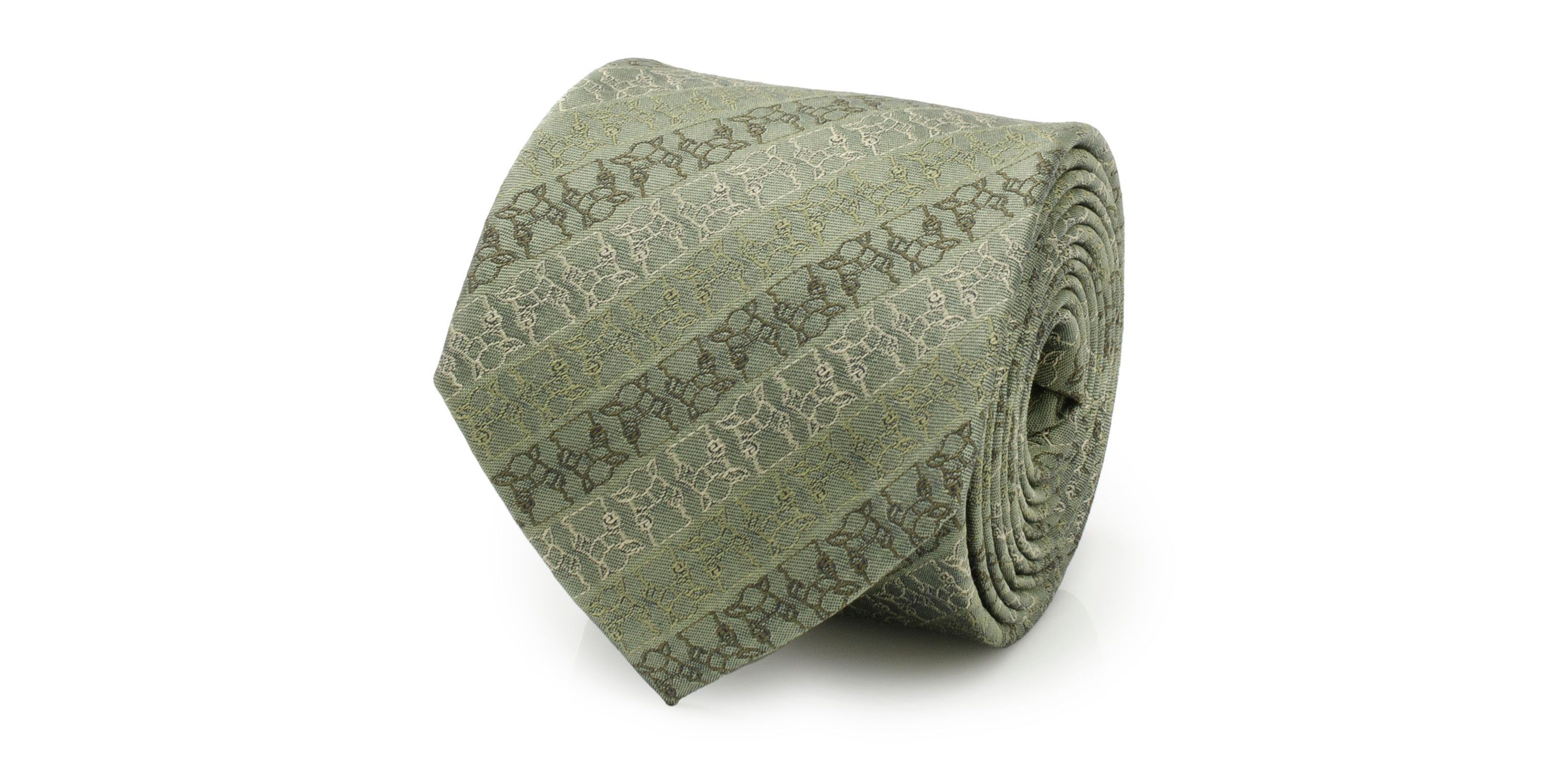 Grogu Outline Stripe Sage Green Tie