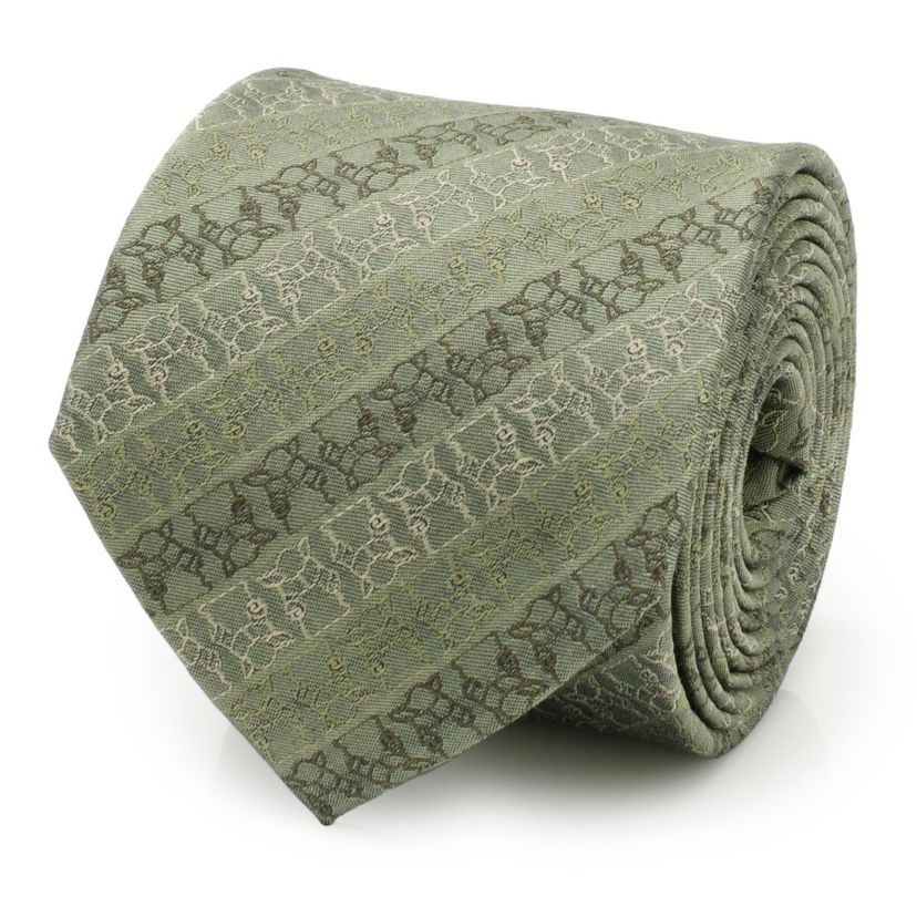 Grogu Outline Stripe Sage Green Tie