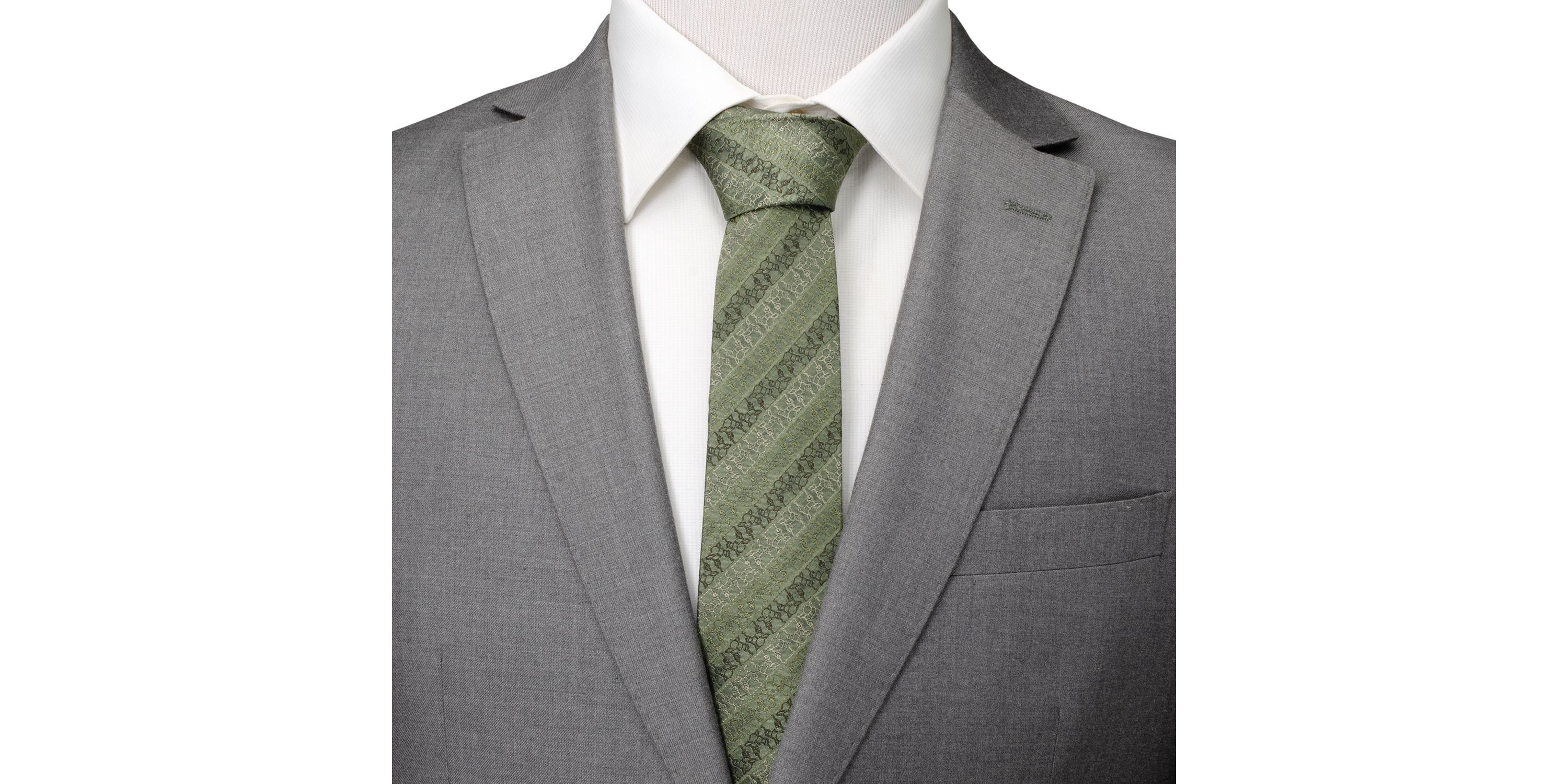 Grogu Outline Stripe Sage Green Tie