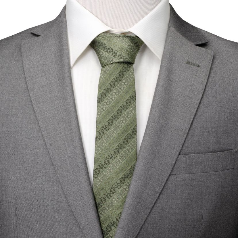Grogu Outline Stripe Sage Green Tie