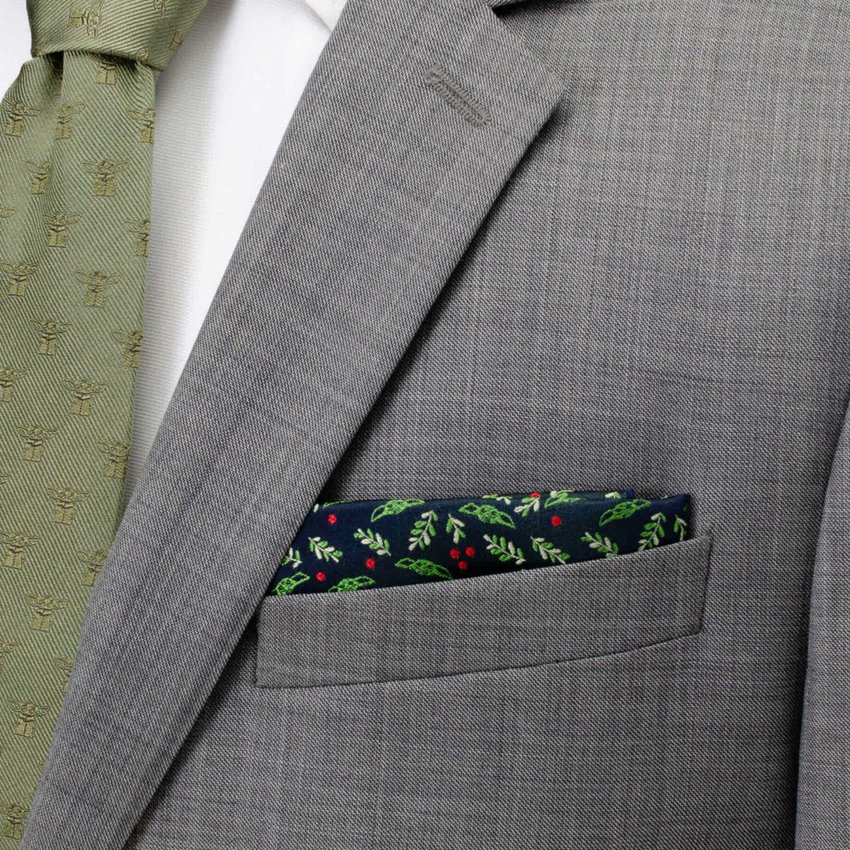 Grogu Holiday Navy Pocket Square