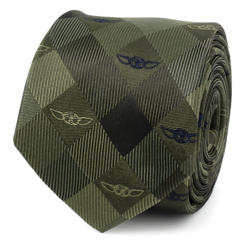 Grogu Plaid Green Tie