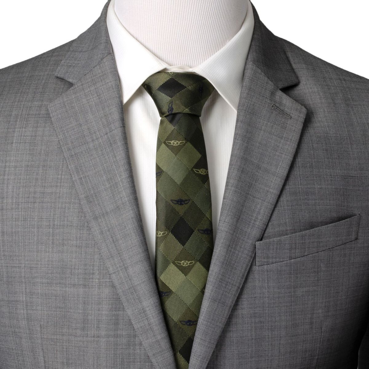Grogu Plaid Green Tie