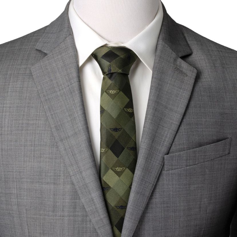 Grogu Plaid Green Tie