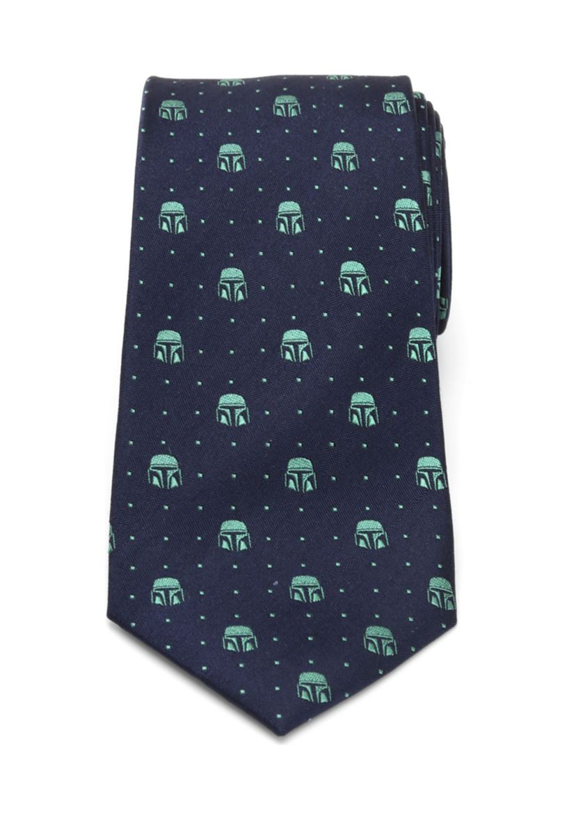 Mandalorian Helmet Dotted Navy Tie