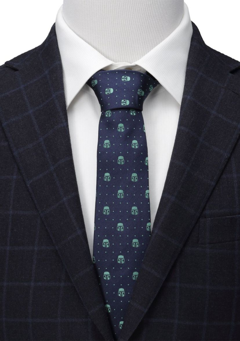 Mandalorian Helmet Dotted Navy Tie