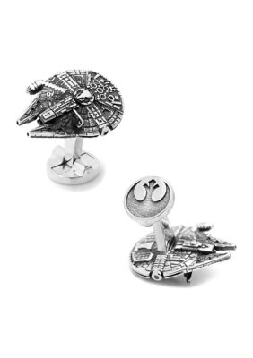 Star Wars Men's 3D Millennium Falcon Cufflinks, Silver -  0848873052913