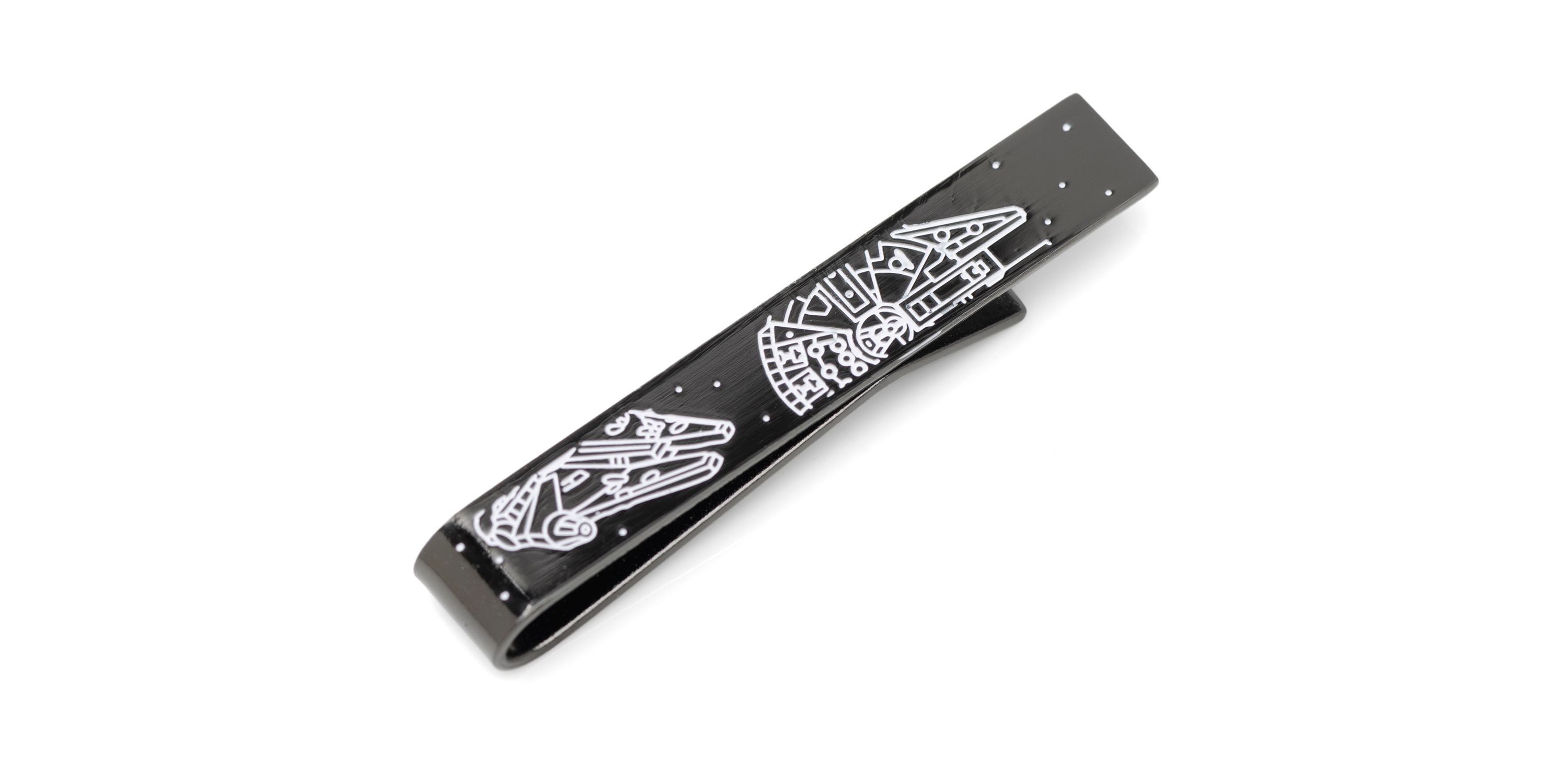 Millennium Falcon Black and White Tie Bar