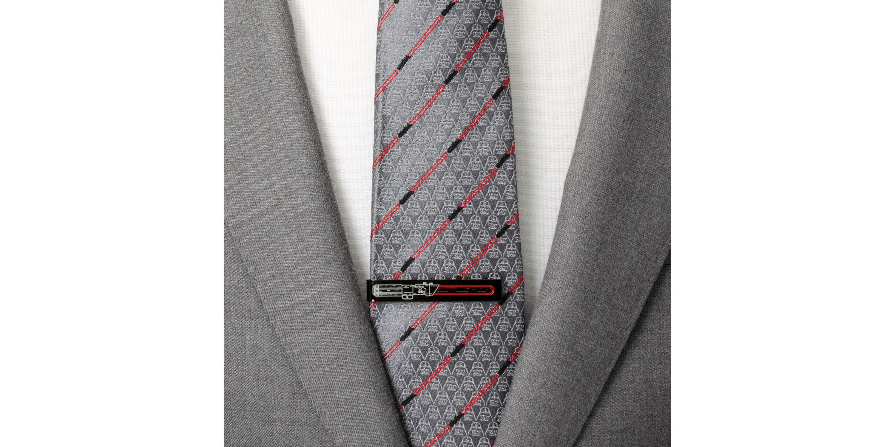 Vader Lightsaber Hidden Message Black Tie Bar