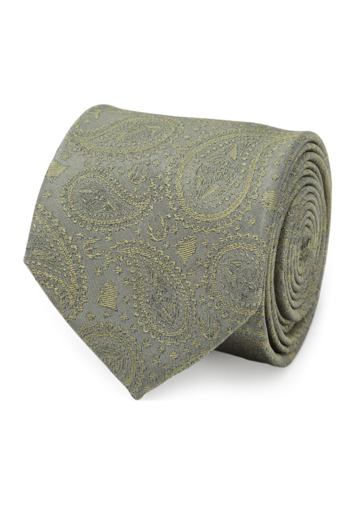 Mens Yoda Paisley Sage Green Silk Tie
