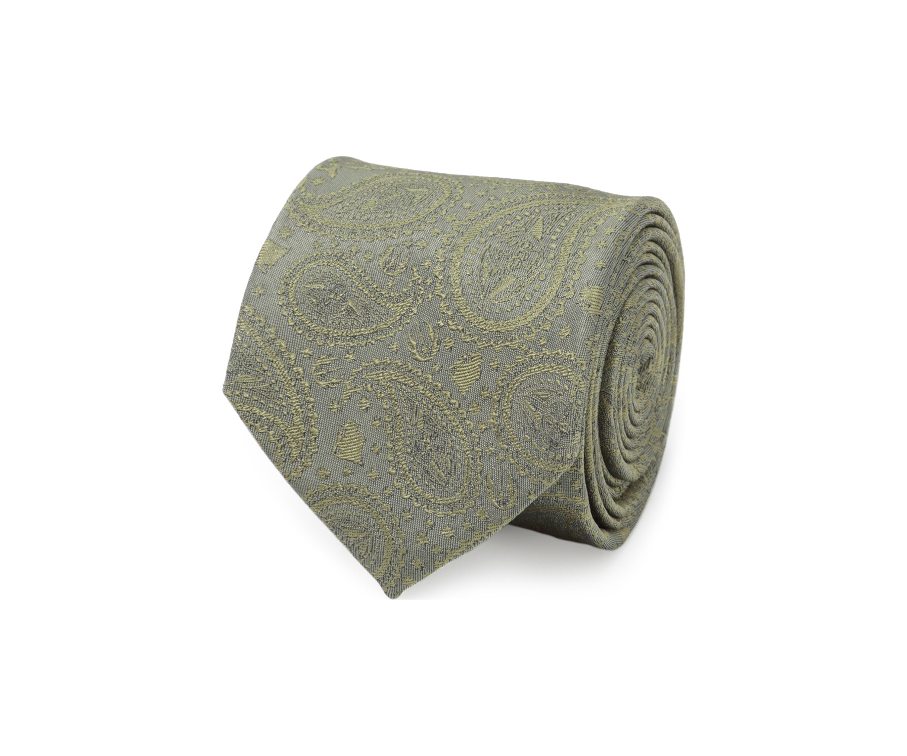 Mens Yoda Paisley Sage Green Silk Tie