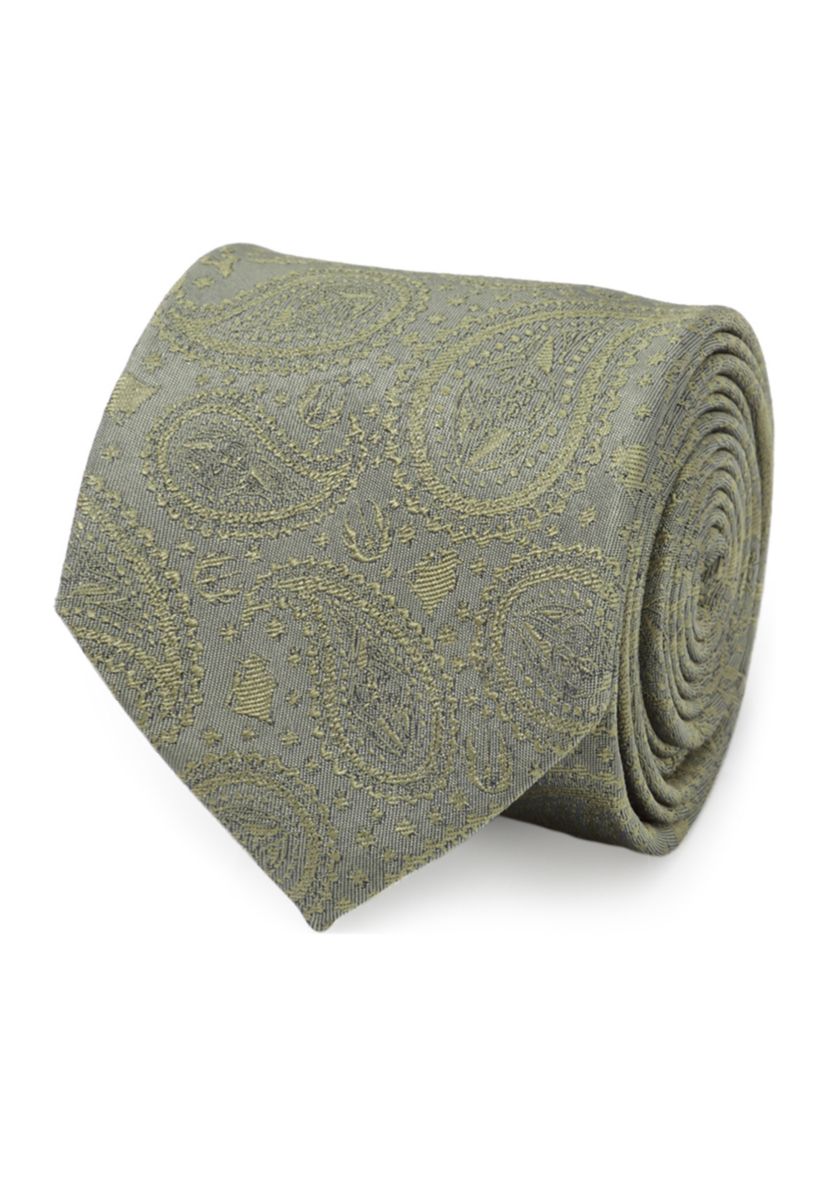 Mens Yoda Paisley Sage Green Silk Tie