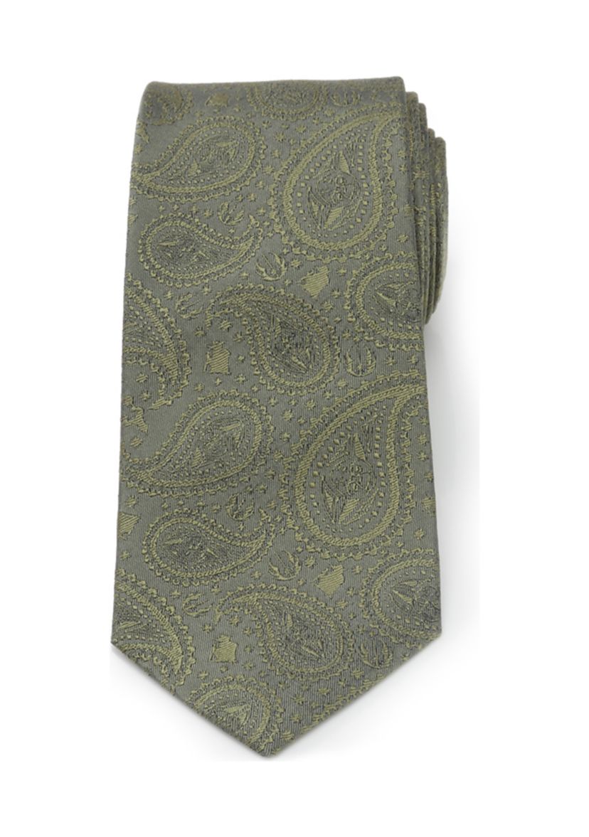 Mens Yoda Paisley Sage Green Silk Tie